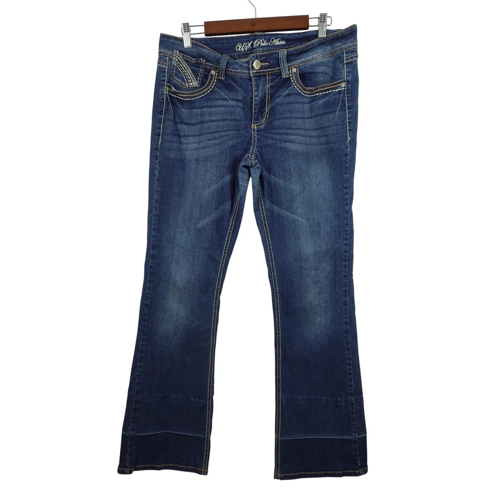 U.S. Polo‎ Assn. Jeans Womens 32 Blue Medium Wash Mid Rise Bootcut Embroidered